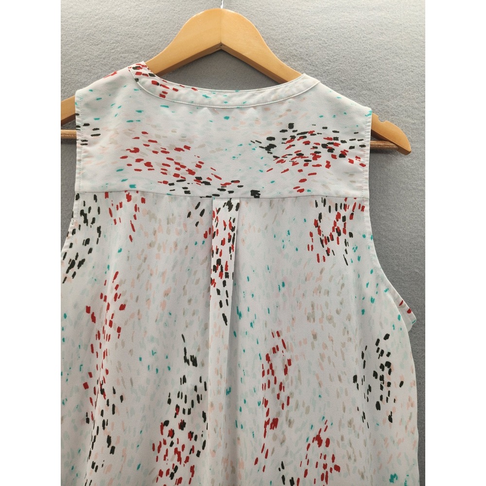 Apt. 9 Women Large White Abstract Print Sleeveless Quarter Zip High Low Blouse - Picture 7 of 14